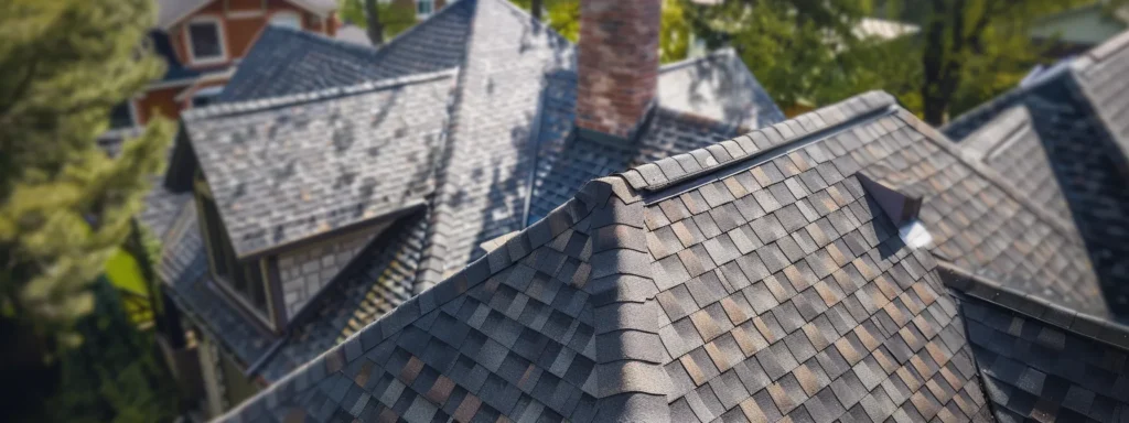 a homeowner examining a roofing company's impressive portfolio of past projects with confidence and reassurance.