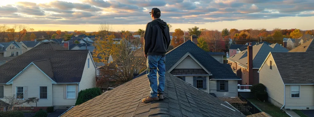 a skilled roofing technician inspecting a roof in west windsor, nj, identifying leaks and applying waterproofing solutions to prevent mildew and moisture damage.